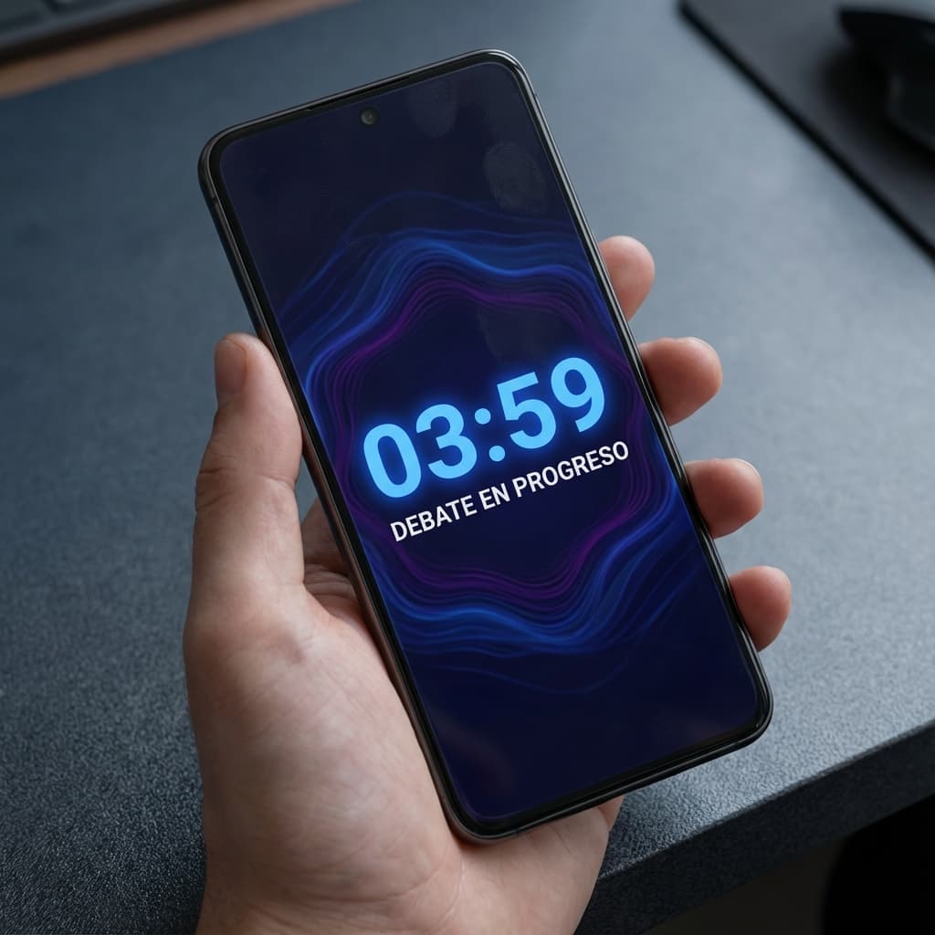 Grupo debatiendo con expresiones sospechosas durante el impostor juego